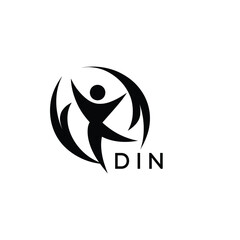 Classic Shield Logo with Stars and DIN Letters – Premium Badge or Security Brand Identity. DIN Letter Logo.
