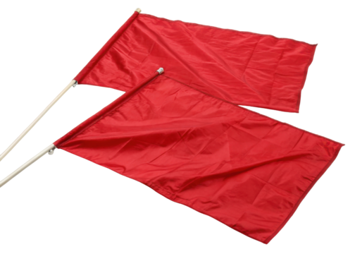 Red flags fluttering in wind symbolize warning and caution, capturing attention with their vibrant color and movement