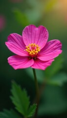 Obraz premium Single vibrant pink fire pink wildflower, close-up detail , macro photography, floral, pistil