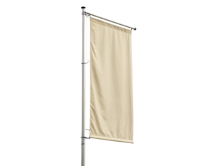 Tall flagpole displays blank beige flag, perfect for customization or branding. simple design allows for versatile use in various settings