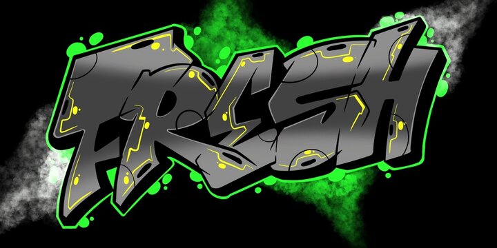 Fresh graffiti, fresh letters with unique, simple graffiti patterns and bright colors and smoke efect