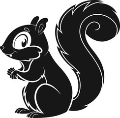 Fototapeta premium Cute squirrel holding nut sitting on branch simple vector illustration