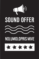 Fototapeta premium Sound offer promotion with graphic loudspeaker and five star review