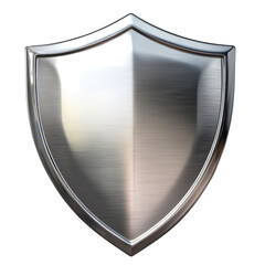 Shield Shape 3D Chrome Material on isolated transparent cutout PNG Background