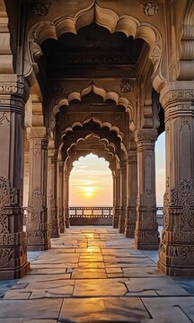 ancient temple ruins india old arch sunset heritage site video
