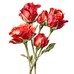 Obraz premium A Stunning Watercolor Painting of a Bouquet of Red Roses, Exquisite Botanical Art