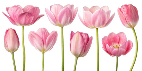 Fototapeta premium Beautiful tulips in various stages of bloom create stunning floral display that brightens any space with their vibrant colors and elegance
