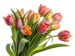 Fototapeta premium Beautiful tulips in various colors create vibrant floral display that brightens any space. These lovely flowers symbolize spring and renewal
