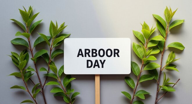 Celebrate Arbor Day Fresh Greenery Enhancing a Bright Message, A Symbolic Nod to Environmental Stewardship and the Vital Role of Planting Trees in Our Ecosystem, A Time to Cherish Nature - Happy Arbor