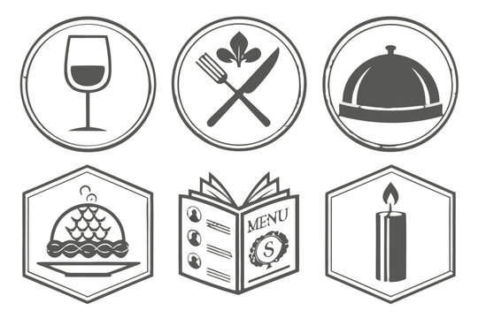 Restaurant and dining icons for culinary establishments