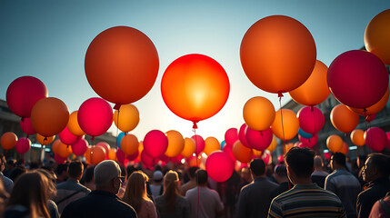  The concept of standing out, leadership, originality, and independence. A bright, vibrant balloon that stands out from the crowd. A metaphor for individuality and the courage to be different