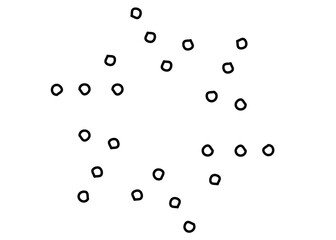 Radial dotted circular pattern element for abstract design. Black symmetrical dot burst icon on transparent background for motion effects, highlights, or retro visuals