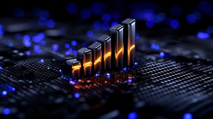 Capital growth stock market charts with increasing values 3D illustration. A visual representation of financial market upward trajectory showcasing exponential asset appreciation