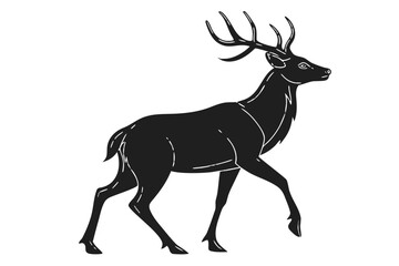 Obraz premium Black and white deer silhouette isolated on white background