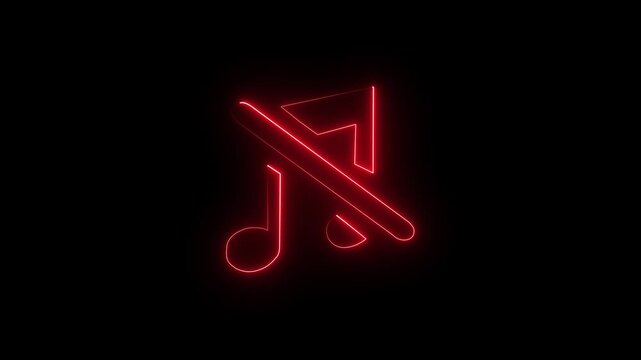 Neon Music Block Icon on Black Background &ndash; Glowing Audio Symbol. 4k video