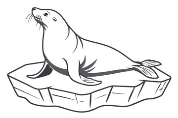 A seal sits on an ice floe