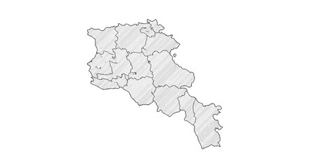 Obraz premium Artistic Sketch Map of Armenia Detailed Illustration of Regions and Borders for Educational Resources 