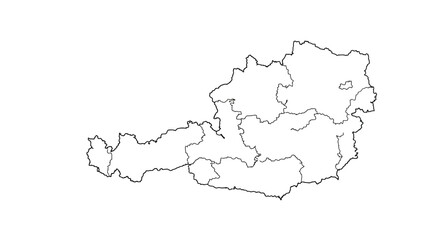 Obraz premium Outline of Austria A geographic representation showcasing the country's boundaries and internal divisions.