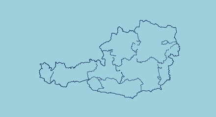 Austria Map Outline Detailed Geography and Regions, Explore the country's topography with this minimal design showcasing Austria's borders.