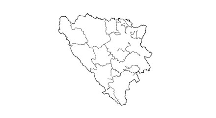 Obraz premium Bosnia and Herzegovina Outline Map White Vector Illustration for Design and Education