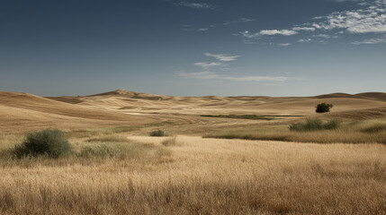 Obraz premium capture serene summer landscape showcasing vast fields of cereal grains and wheat crops in different countries
