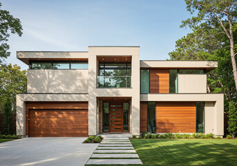 Modern House Exterior in Neutral Tones and Minimalist Design