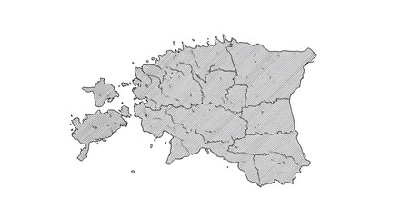 Obraz premium Estonia Map Outlined administrative regions and borders for cartography or geographic studies.