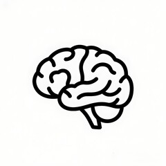 A flat black and white line icon of a human brain