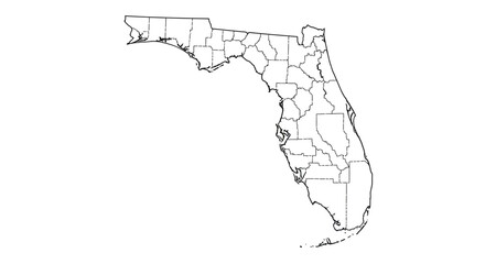 Minimalist Outline Map of Florida with County Borders - Geographic Accuracy and State Boundaries