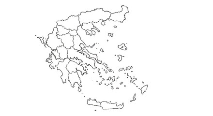Detailed Outline Map of Greece with Regions for Geographic Education and Travel Planning (White Background)