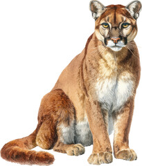 Obraz premium Majestic cougar sitting proudly on transparent background isolated on transparent background