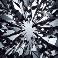 Shattered mirror facets using silver foil shards and bevel shadi