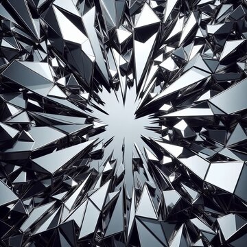 Shattered mirror facets using silver foil shards and bevel shadi