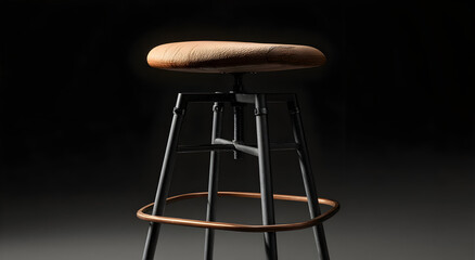 A modern bar stool with a sleek design, showcasing a wooden seat and metal frame, perfect for contemporary interiors and cafes.