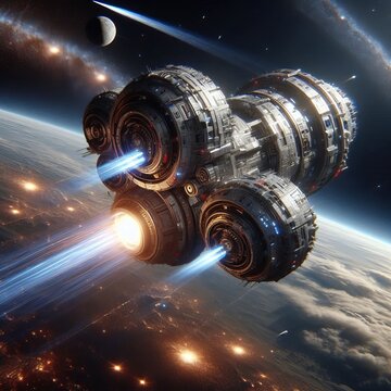 Space Exploration Scene Realistic spacecraft with accurate physi