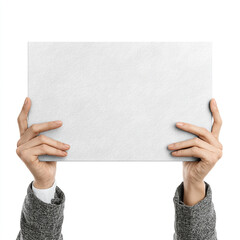 3D rendering of hands holding a signboard, isolated on a white background