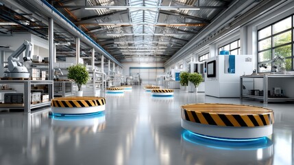 Fototapeta premium Automated manufacturing facility interior