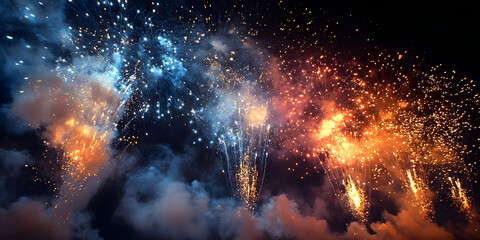 A stunning display of colorful fireworks lighting up the night sky, creating a festive atmosphere and celebrating special occasions with vibrant explosions.
