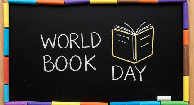 A Vibrant Chalkboard Display, Educational Environment, Creative Concept for Book Lovers, Inspiring Reading Culture