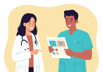 Fototapeta premium Medical Team Discussing Patient Information A Health Care Collaboration Illustration