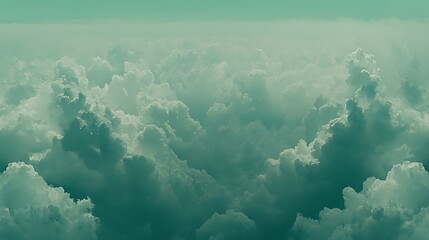 High-detail panoramic cloudscape, tranquil morning light shining softly between cloud tufts, vast open sky view, serene and dreamy atmosphere, digital illustration