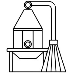 Industrial Dust Collector Line Art Vector