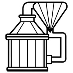 Industrial Dust Collector Line Art Vector