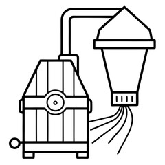Industrial Dust Collector Line Art Vector