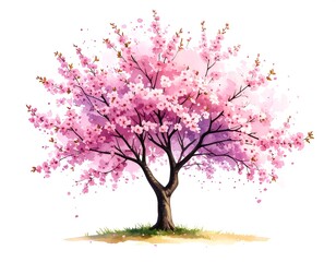 Fototapeta premium Pink cherry blossom tree illustration