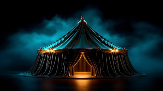 A haunted circus tent with ghostly performers flickering lights and eerie music photo. A spectral big top spectacle ethereal entertainers dim