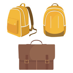 School bag for books and supplies Back to school flat illustration