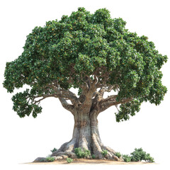 A realistic photo of the Baobab tree, with a transparent background. The Baobab tree can be further used as an element in architectural design