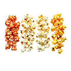 Spicy Pepper Flavored Popcorn Pile on isolated transparent cutout PNG Background