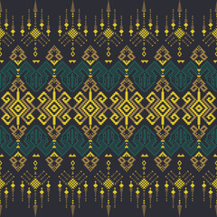 Traditional Ukrainian cross-stitch Detailed vector Illustration for textile printing design, on pixels green tones